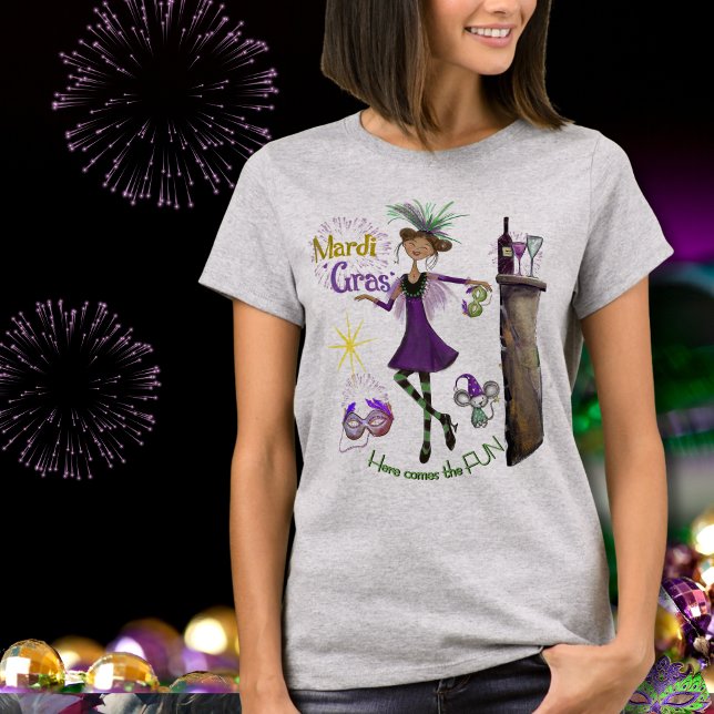 Camiseta Morada de Mejor Amiga de Mardi Gras Capri (Whimsical Mardi Gras Best Friend Shirt Purple )
