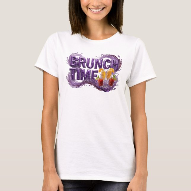Camiseta Morada Limpia BRUNCH TIME Declaración (Anverso)