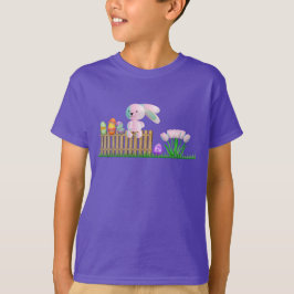 Camiseta Morada Niños Conejo Huevos Fiesta