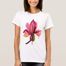 Camiseta Morada Orquídea acuarela tropical