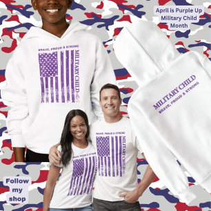 Camiseta Morada para Adultos y Niños Militares