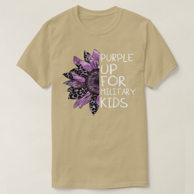 Camiseta Morada para los niños militares Girasol Ejército B (Diseño del anverso)