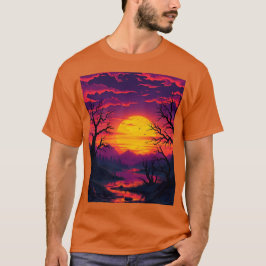 Camiseta morada rosada de Halloween Sunset