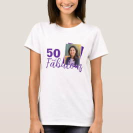 Camiseta Morado 50 y fabulosa foto de cumpleaños 50