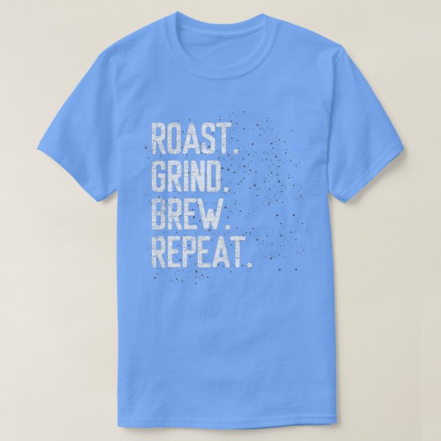 Camiseta morado asado repita grunge barista (Diseño del anverso)