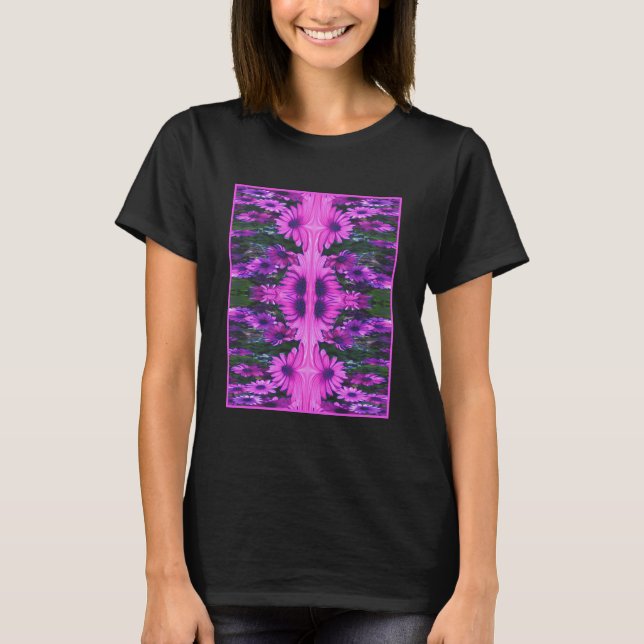 Camiseta Morado Daisy Flor Fantasía Abstrato Floral (Anverso)