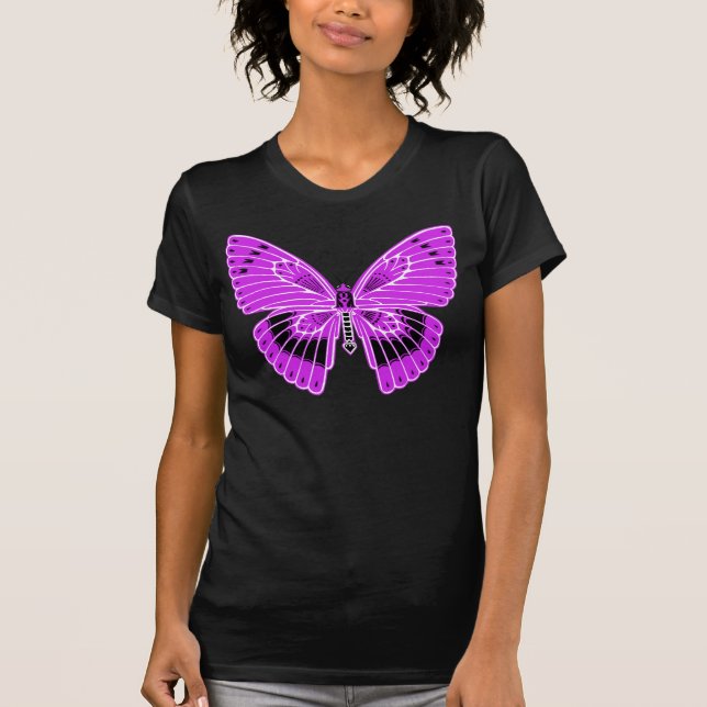 Camiseta Morado de mariposa estilo Art Nouveau (Anverso)