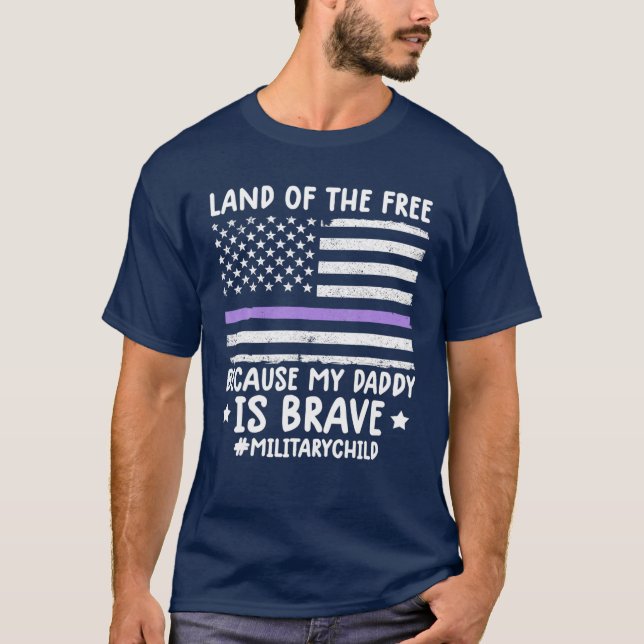 Camiseta Morado De Niños Militares Tierra De La Bandera Lib (Anverso)