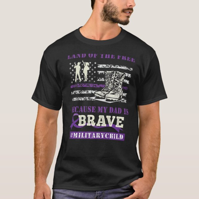 Camiseta Morado De Niños Militares Tierra De Mi Papi Libre (Anverso)