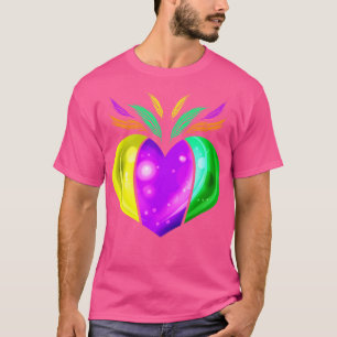 Camiseta Morado Dorado Amarillo Y Corazón Verde Para