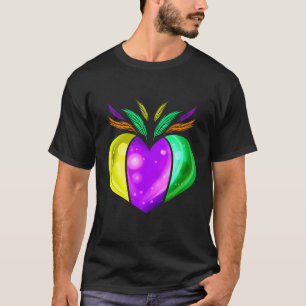 Camiseta Morado Dorado Amarillo Y Corazón Verde Para Mardi