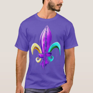 Camiseta Morado Dorado Y Flor Verde De Lis