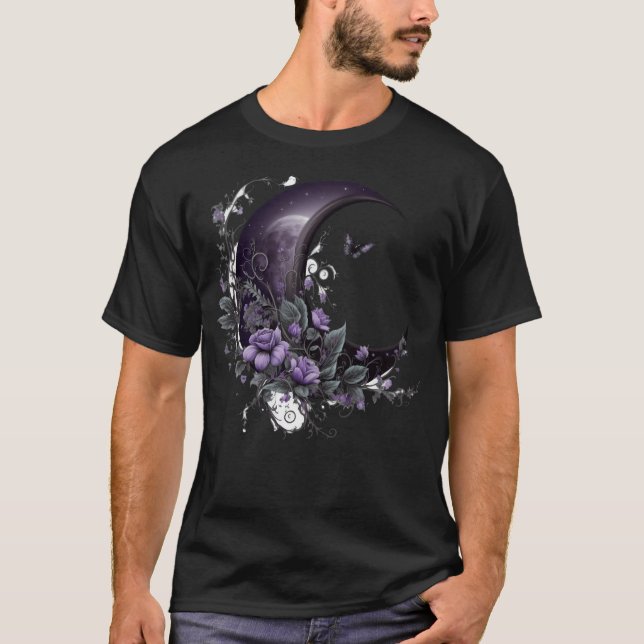 Camiseta Morado Lilac Black Butfly Crescent Moho Flor (Anverso)