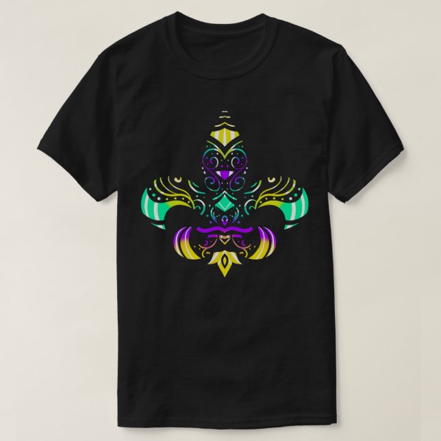 Camiseta Morado Verde Y Dorado Fleur De Lis (Diseño del anverso)