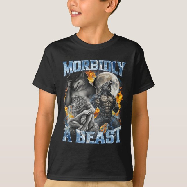 Camiseta Morbidly A Funny Cringe Alpha Werewolf Wolf Meme  (Anverso)