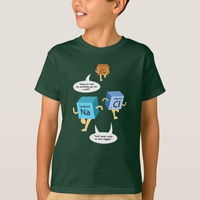 Camiseta Mordaza científica de elementos de tabla periódico (Anverso)