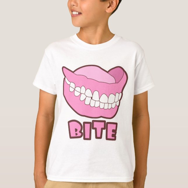 Camiseta Mordedura de las dentaduras de los dientes falsos (Anverso)