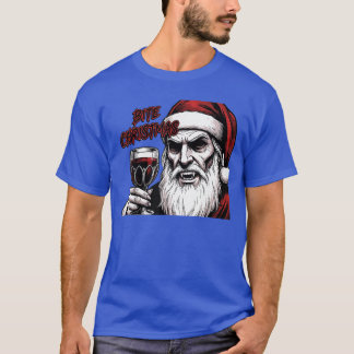 Camiseta Mordisco Navidad Vampiro Santa Claus Cómic Vintage