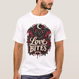 Camiseta Mordiscos Gótico Murciélago Vampiro Romántico