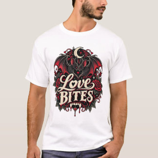 Camiseta Mordiscos Gótico Murciélago Vampiro Romántico