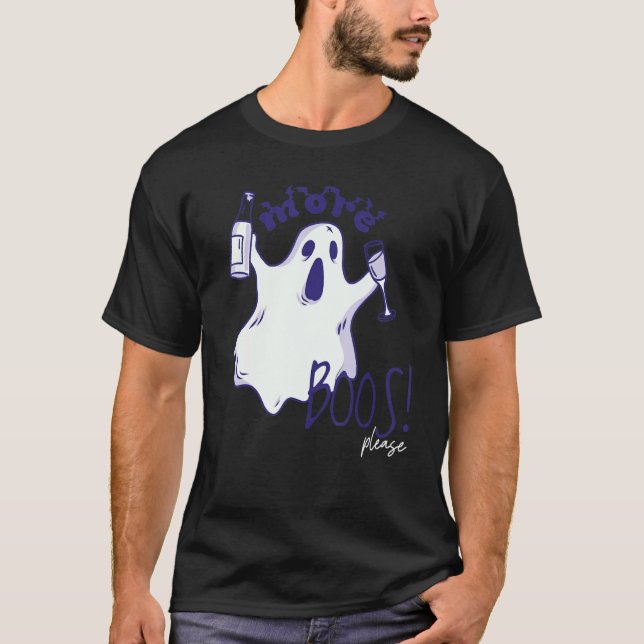 Camiseta More Boos Please Ghost Beer Drinking  Halloween Gr (Anverso)