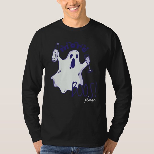 Camiseta More Boos Please Ghost Beer Drinking  Halloween Gr (Anverso)