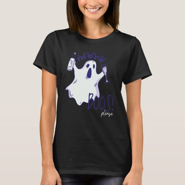 Camiseta More Boos Please Ghost Beer Drinking  Halloween Gr (Anverso)