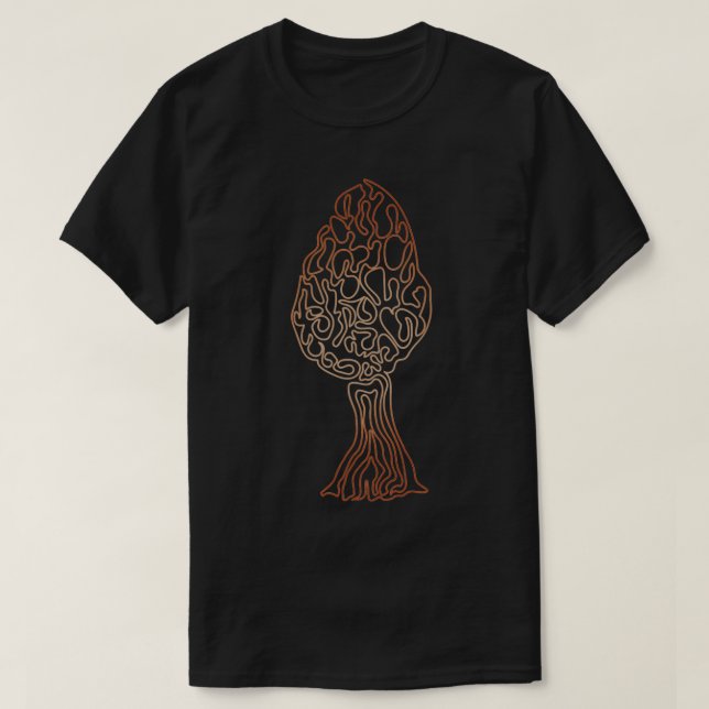 Camiseta Morel Mushroom Doodle Line Art (Diseño del anverso)