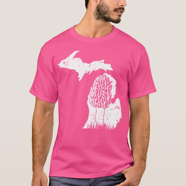 Camiseta Morel Mushroom Hunter Michigan Map Morchella (Anverso)
