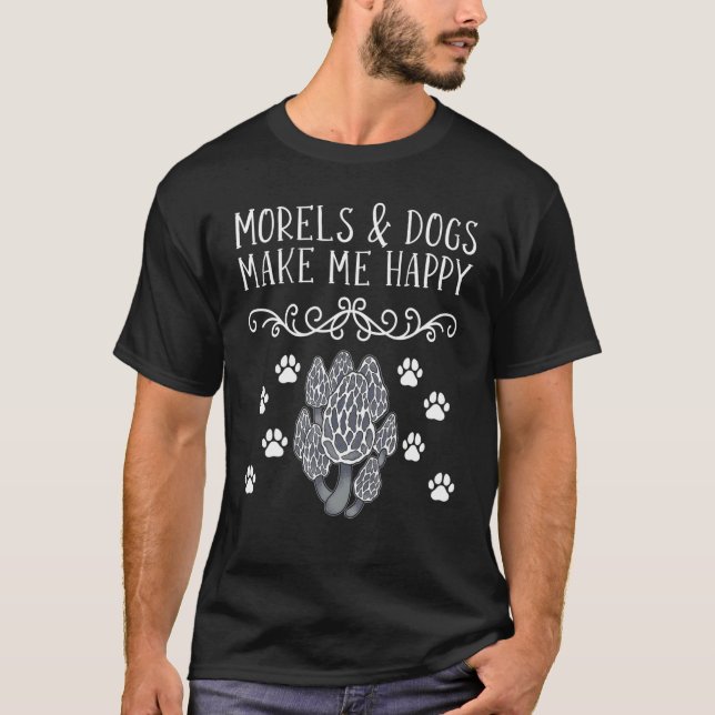 Camiseta Morels y perros hongos cazando hongos Morel 1 (Anverso)