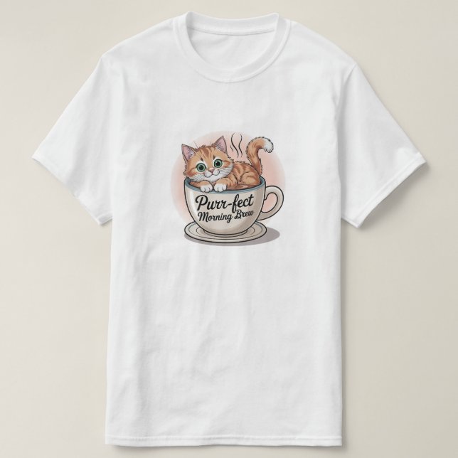 Camiseta "Moreno puramente perfecto Brew Cat Mug - Amo al c (Diseño del anverso)