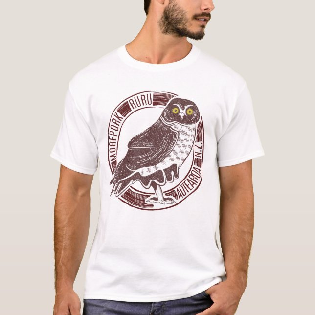 Camiseta Morepork Ruru NZ Bird (Anverso)