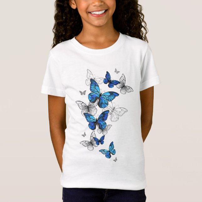 Camiseta Morfo de las mariposas voladoras azules (Anverso)