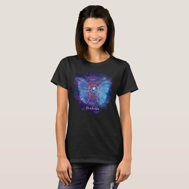 Camiseta Morfo mariposa / Galaxia Mandala (Anverso completo)