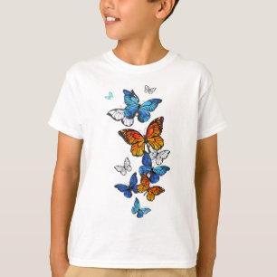 Camiseta Morfo y monarca de las mariposas voladoras