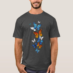 Camiseta Morfo y monarca de las mariposas voladoras