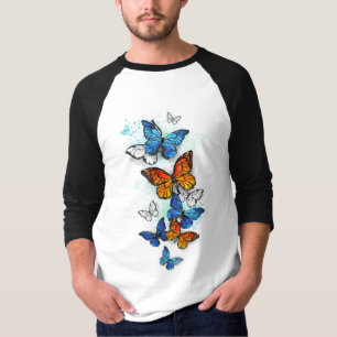 Camiseta Morfo y monarca de las mariposas voladoras