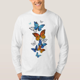 Camiseta Morfo y monarca de las mariposas voladoras