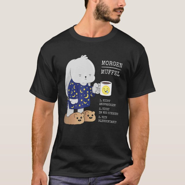 Camiseta Morgenmuffel Conejo Café Cansado Tarde Dormir Pyja (Anverso)