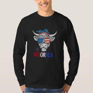 Camiseta Morica Highland Cow 4 De Julio Diseño Usa Patrio