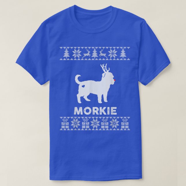 Camiseta Morkie Dog Lover Christmas Reindeer Ugly Christmas (Diseño del anverso)