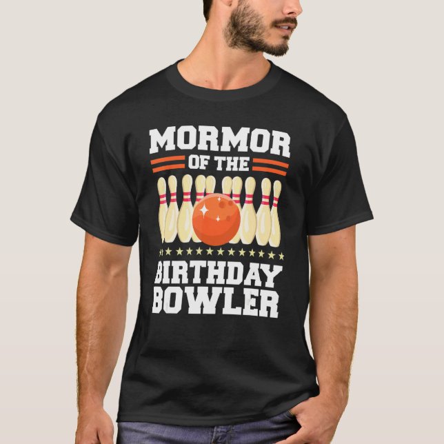 Camiseta Mormor Del Fiesta C De Bolos De Cumpleaños Bowler (Anverso)