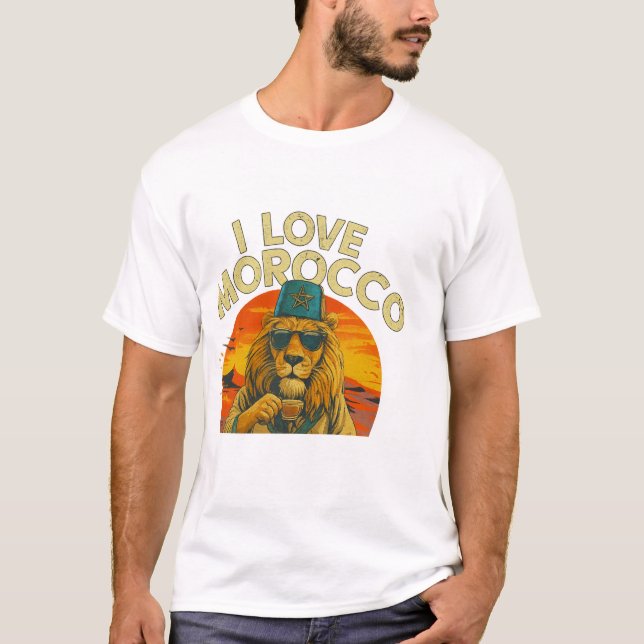 Camiseta Moroccan Lion Pride – I Love Morocco Bold (Anverso)