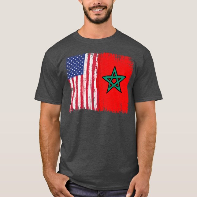 Camiseta Moroccan Roots Half American Morocco Flag Moorish (Anverso)