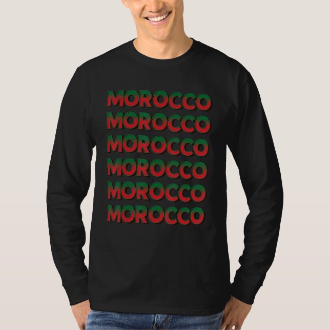 Camiseta Morocco Moroccan Flag Motif Stacked Text (Anverso)