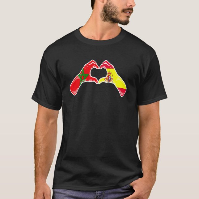 Camiseta Morocco Spain Flag - Moroccan Spanish Heart (Anverso)