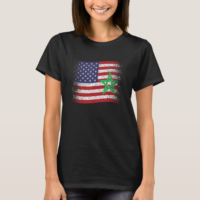Camiseta Morocco Usa Flag Morrocan Flag (Anverso)