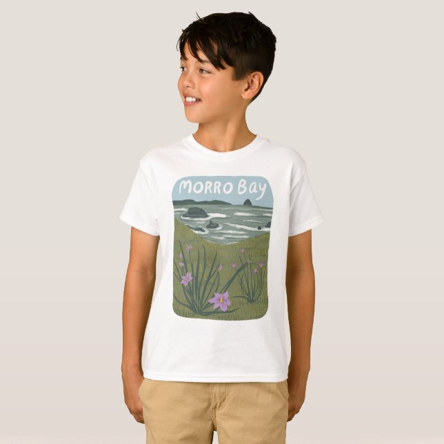 Camiseta Morro Bay Central California Ilustracion Beach T (Anverso completo)