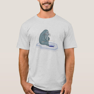 Camiseta morsa divertida pescando en el hielo
