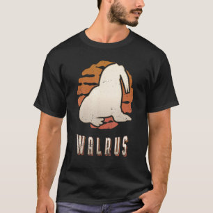 Camiseta Morsa Vintage Retro Clásico Animal Atardecer